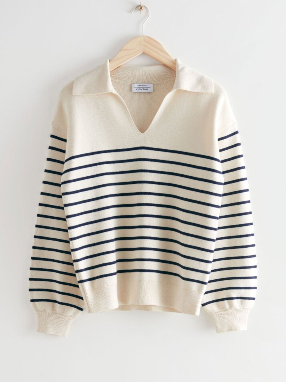 & Other Stories Relaxed Collared Sailor Stripe Sweater